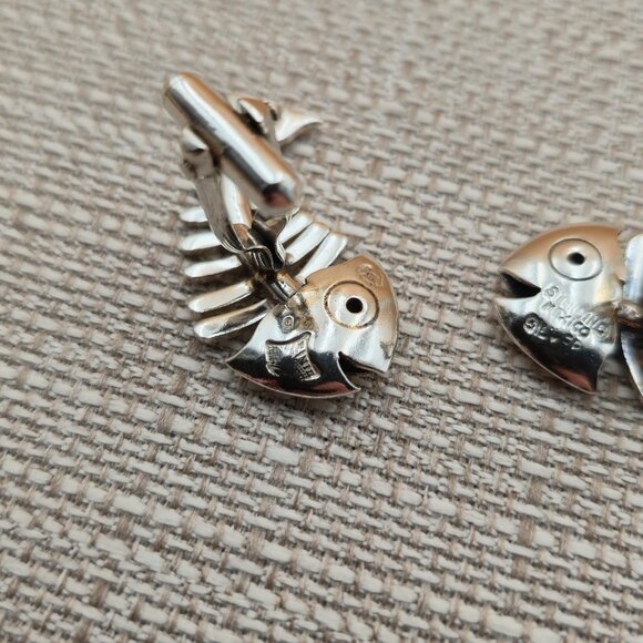 970 Silver Silversmith Antonio Pineda 1950s Bone Fish Cufflinks B699 - Picture 4 of 6
